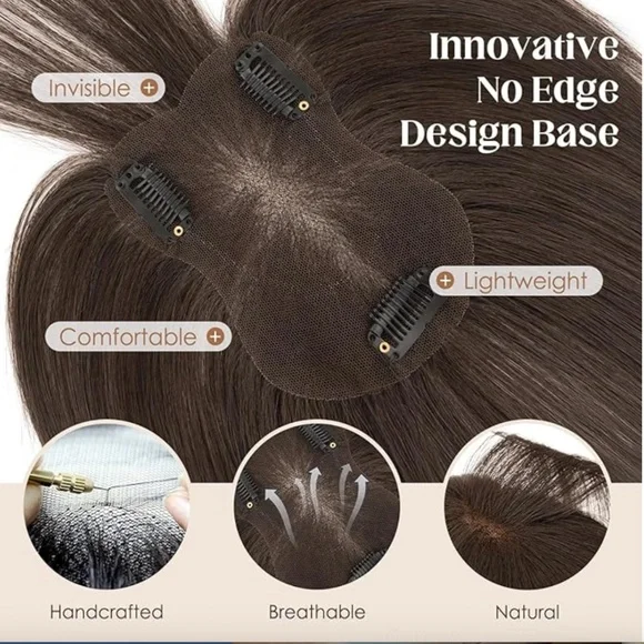 NIB Human Hair Topper with long Side Bangs - Picture 5 of 8